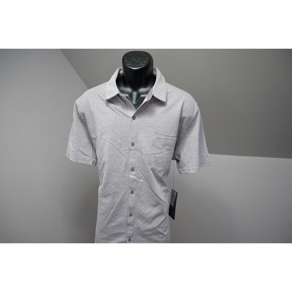 Fabletics Button Up Dress Shirt Athletic Stretch Short Sleeve Gray Mens XL NWT - Picture 3 of 10